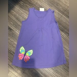 Hanna Andersson Girls 5 (110! Purple Sleeveless Kids Dress with Butterfly Design
